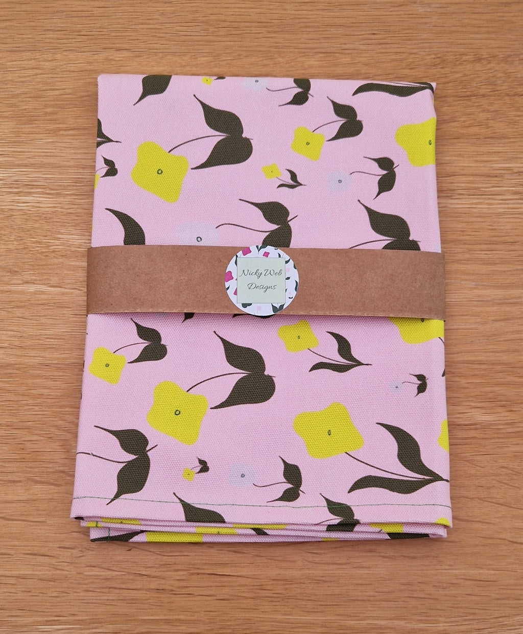 Cotton tea towel with First Flowers pattern in Ballet Pink 2025