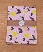Cotton tea towel with First Flowers pattern in Ballet Pink 2025