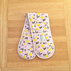 Double oven gloves with First Flowers pattern in Ballet Pink