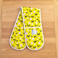 Double oven gloves with First Flowers pattern in Sunshine Yellow