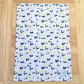 Organic cotton tea towel with First Flowers pattern in Lilac Dusk