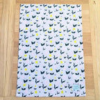 Organic cotton tea towel with First Flowers pattern in Lilac Dusk