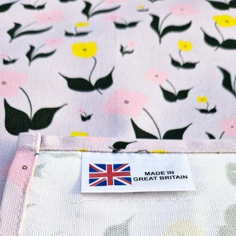 Organic cotton tea towel with First Flowers pattern in Lilac Dusk