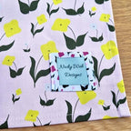 Organic cotton tea towel with First Flowers pattern in Ballet Pink