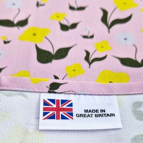 Organic cotton tea towel with First Flowers pattern in Ballet Pink