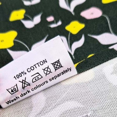 Organic Cotton Tea Towel – First Flowers (Forest Green)