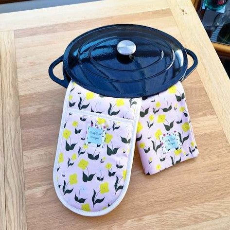 Organic Cotton Tea Towel – First Flowers (Ballet Pink)