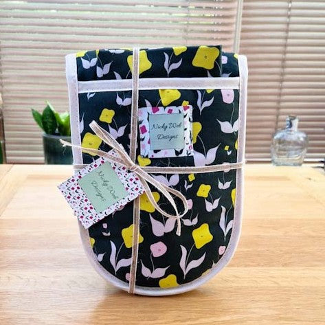 Double Oven Gloves – First Flowers (Forest Green)