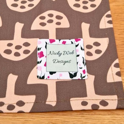 Organic cotton tea towel with Glen Tanar Mushrooms pattern in Shiitake