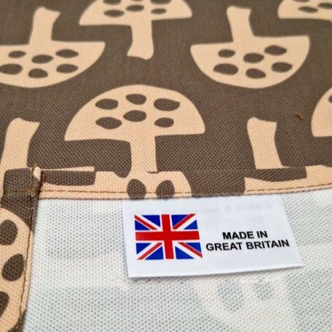 Organic cotton tea towel with Glen Tanar Mushrooms pattern in Shiitake
