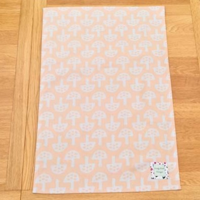 Organic cotton tea towel with Glen Tanar Mushrooms pattern in Pale Acorn