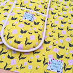 Double oven gloves with First Flowers pattern in Sunshine Yellow