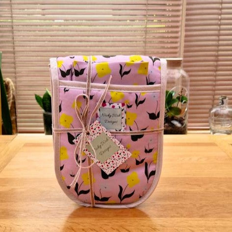 Double Oven Gloves – First Flowers (Ballet Pink)