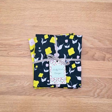 Organic Cotton Tea Towel – First Flowers (Forest Green)