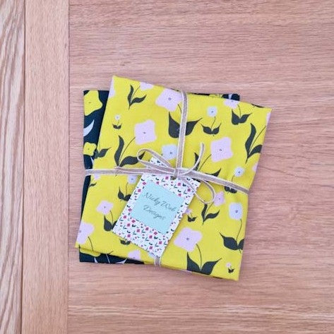 Organic Cotton Tea Towel – First Flowers (Sunshine Yellow)