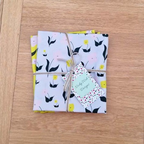 Organic Cotton Tea Towel – First Flowers (Tea Green)