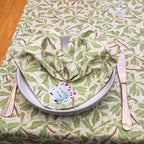 Cotton linen napkins with Variegated Boxwood design