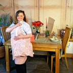 Cotton linen tote bag with Million Hearts pattern from Love Collection