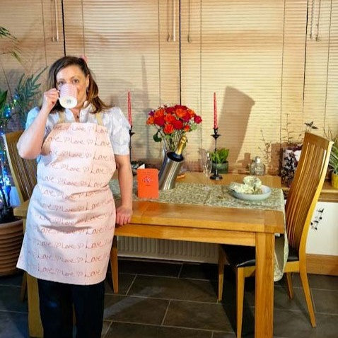 Adult cotton apron with Love Love Love pattern from Love Collection