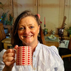 Fine bone china mug with Stripped Hearts design from Love Collection