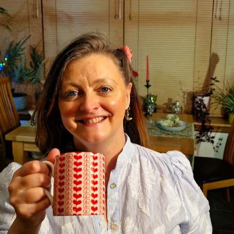 Fine bone china mug with Stripped Hearts design from Love Collection