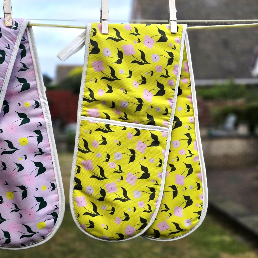 Cotton Double Oven Glove – First Flowers (Sunshine Yellow - Summer 2025) - SALE