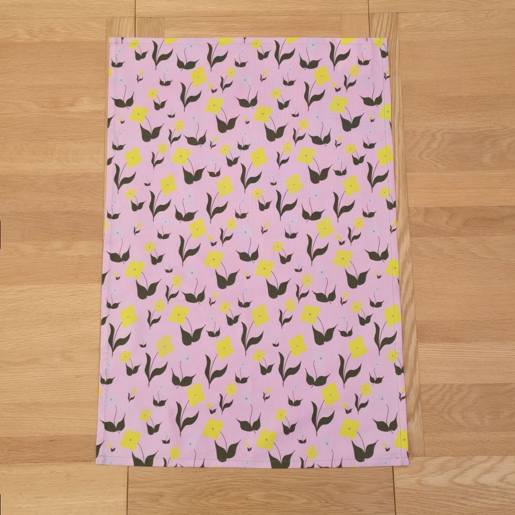 Cotton Tea Towel – First Flowers (Ballet Pink 2025) - SALE