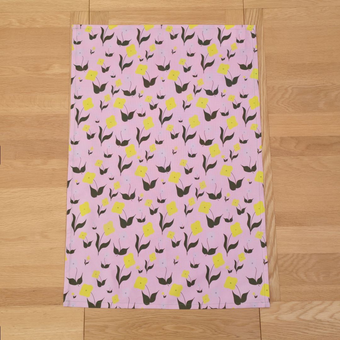 Cotton Tea Towel – First Flowers (Ballet Pink 2025) - SALE