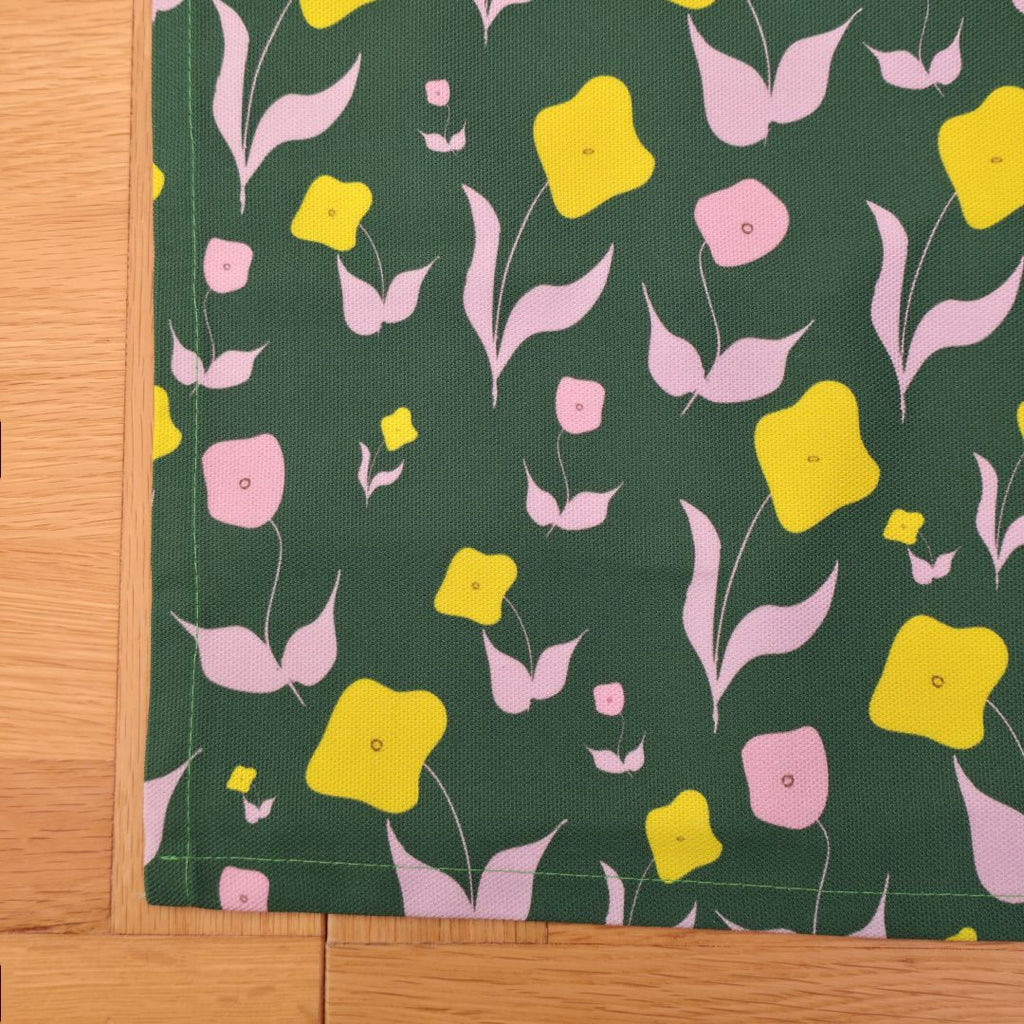 Cotton Tea Towel – First Flowers (Forest Green 2025) - SALE