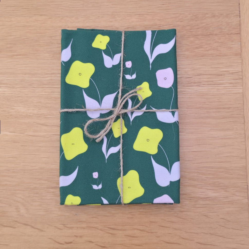Cotton Tea Towel – First Flowers (Forest Green 2025) - SALE