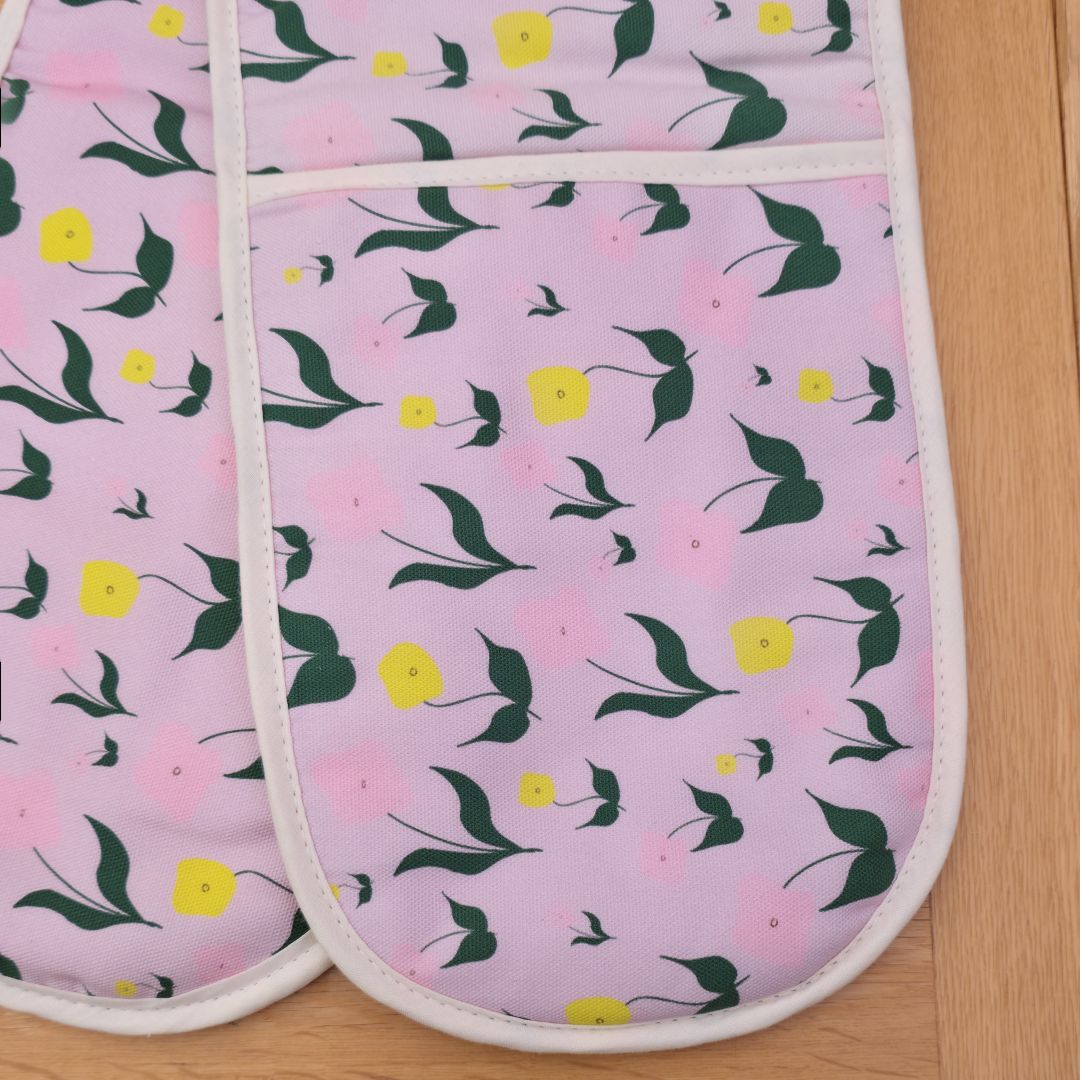 Cotton Double Oven Glove – First Flowers (Lilac Dusk Summer 2025) - SALE