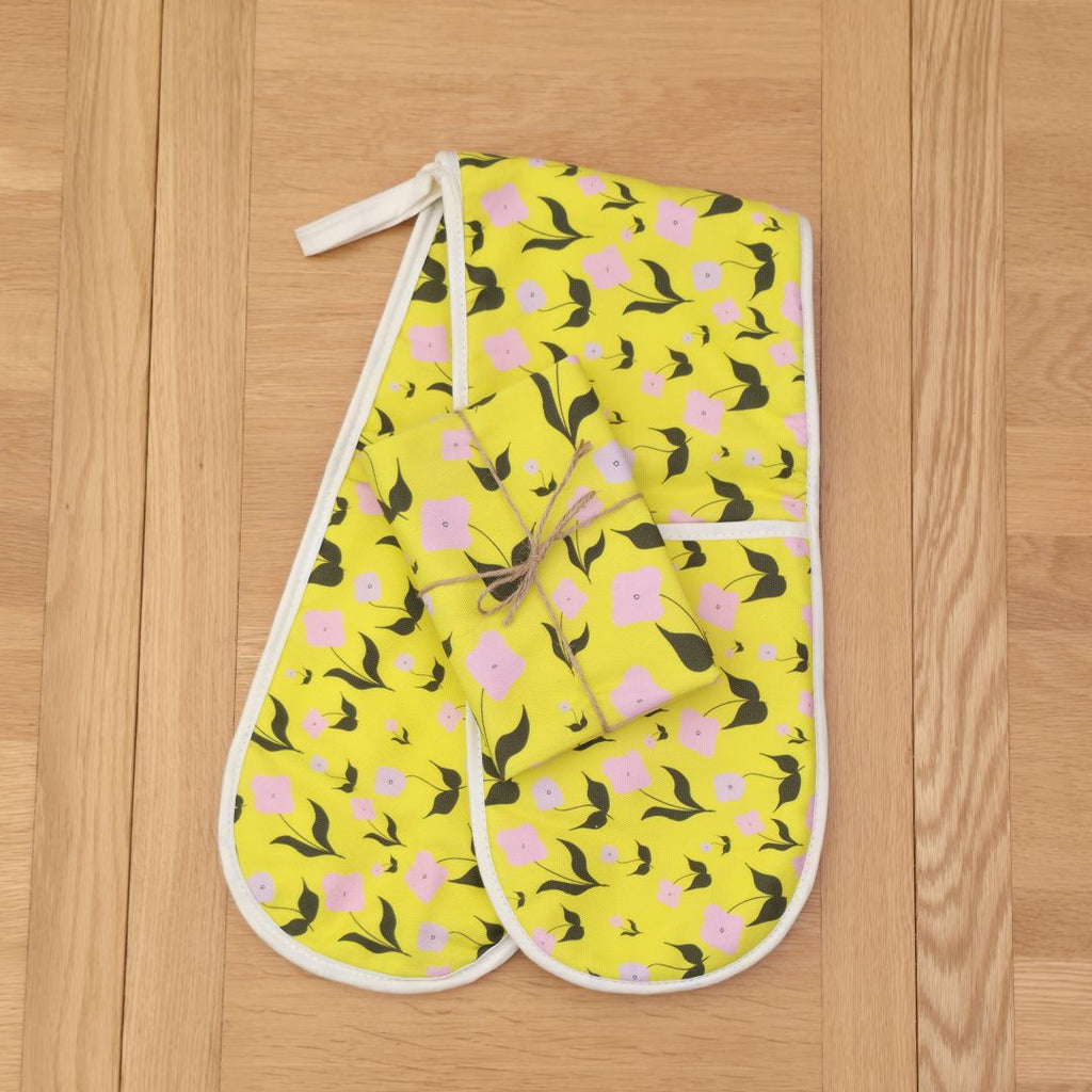 Cotton Double Oven Glove – First Flowers (Sunshine Yellow - Summer 2025) - SALE