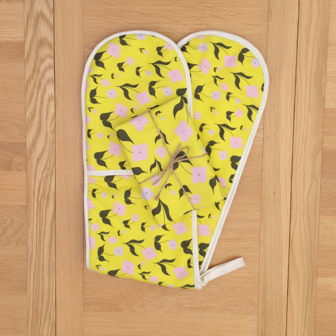 Cotton Double Oven Glove – First Flowers (Sunshine Yellow - Summer 2025) - SALE