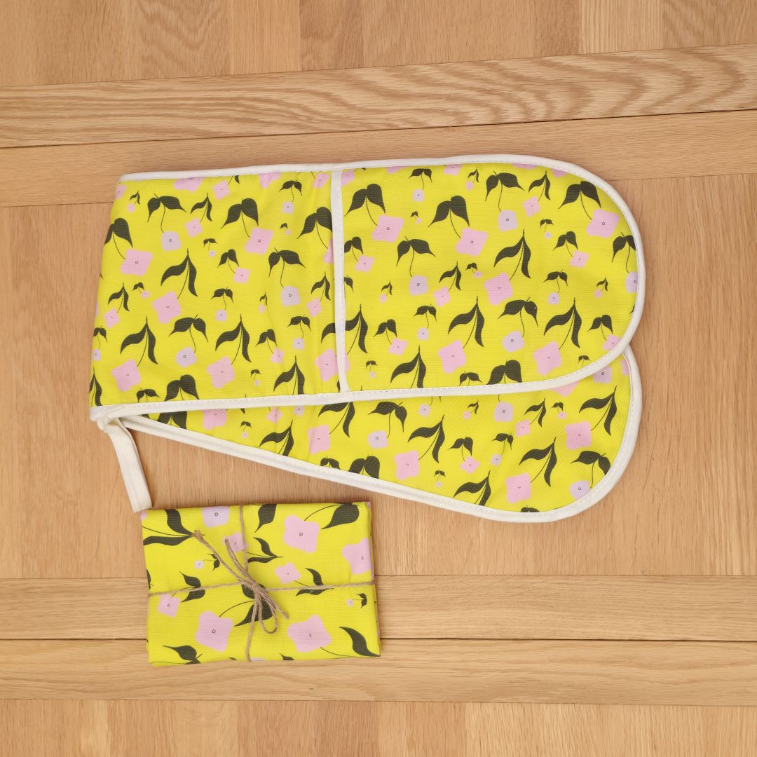 Cotton Double Oven Glove – First Flowers (Sunshine Yellow - Summer 2025) - SALE