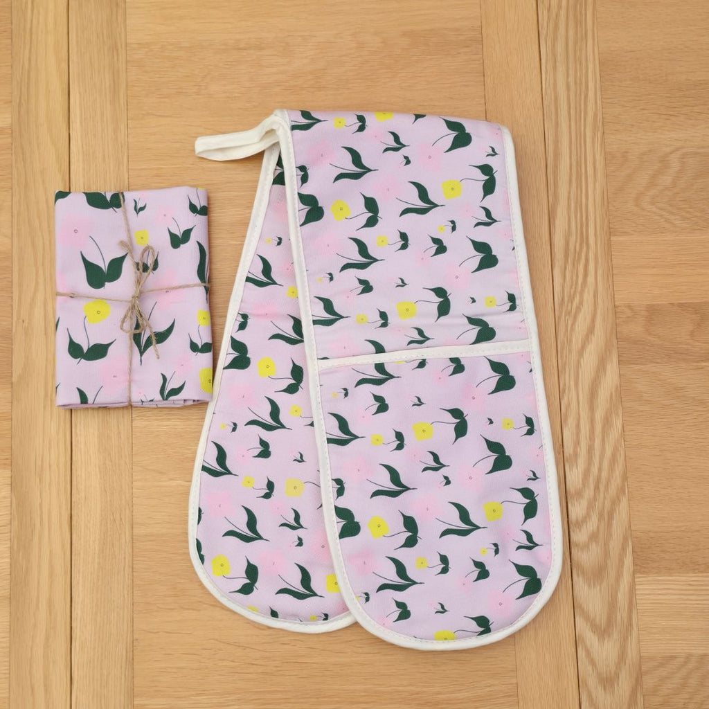 Cotton Double Oven Glove – First Flowers (Lilac Dusk Summer 2025) - SALE