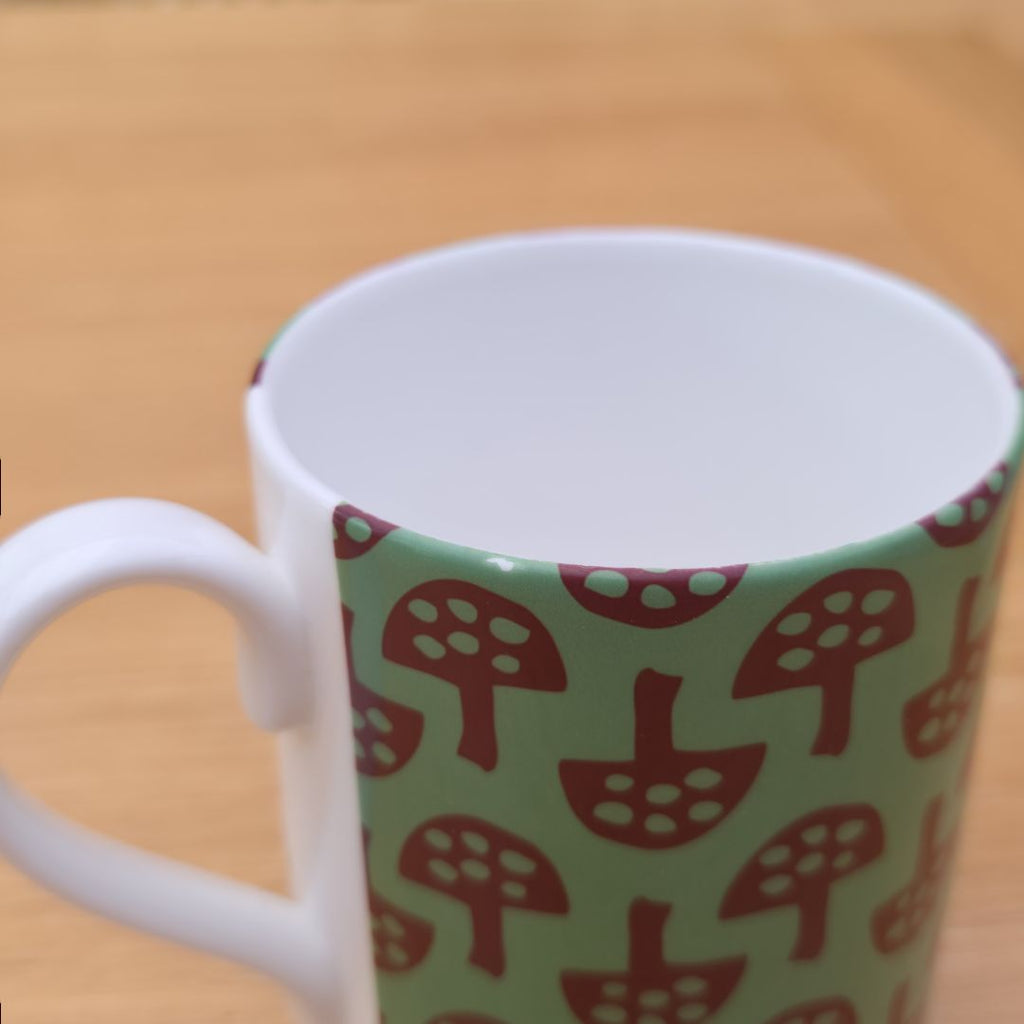 Fine Bone China Mug – Glen Tanar Mushrooms (Forest Floor Design) -SALE (SECONDS)
