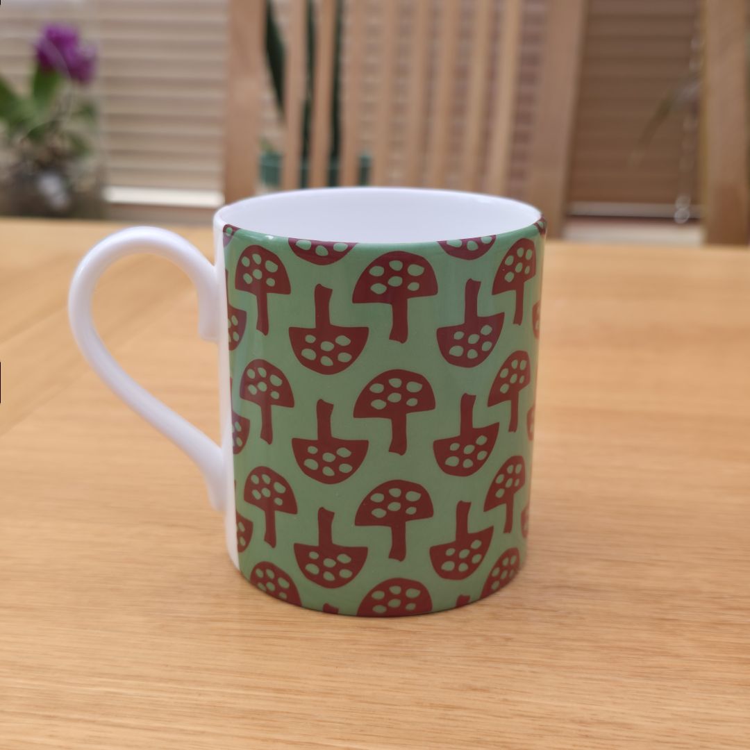 Fine Bone China Mug – Glen Tanar Mushrooms (Forest Floor Design) -SALE (SECONDS)