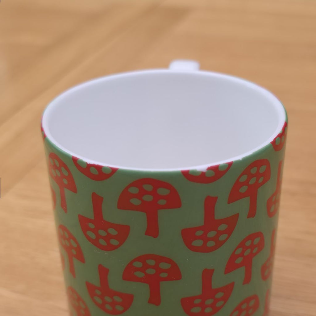 Fine Bone China Mug – Glen Tanar Mushrooms (Grass Design) -SALE (SECONDS)