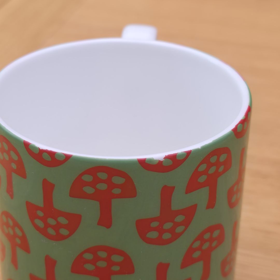 Fine Bone China Mug – Glen Tanar Mushrooms (Grass Design) -SALE (SECONDS)
