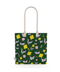 Cotton Tote Bag – First Flowers in Forest Green - SALE