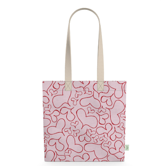 Cotton linen tote bag with Million Hearts pattern from Love Collection