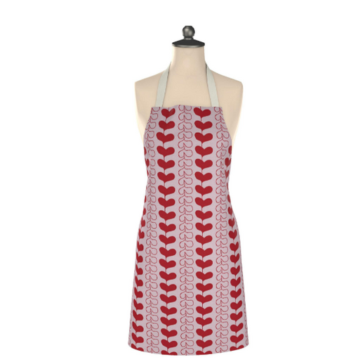 Adult cotton apron with Stripped Hearts pattern from Love Collection