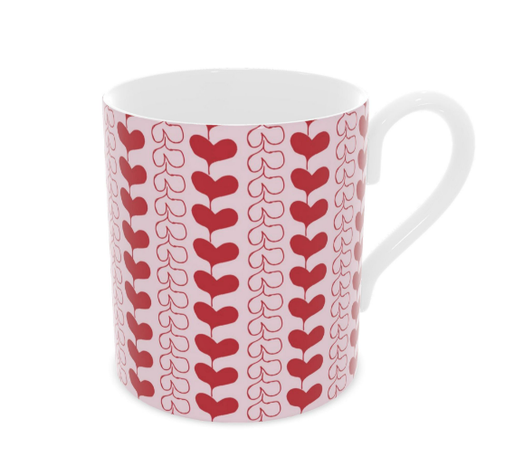 Fine bone china mug with Stripped Hearts design from Love Collection