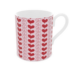 Fine bone china mug with Stripped Hearts design from Love Collection