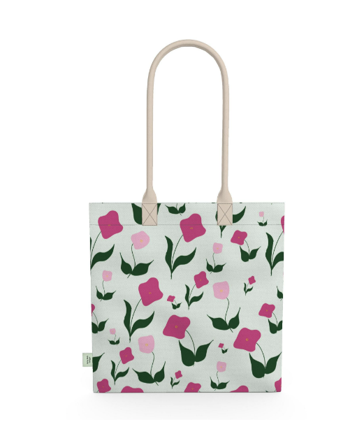 Cotton Tote Bag – First Flowers in Tea Green - SALE