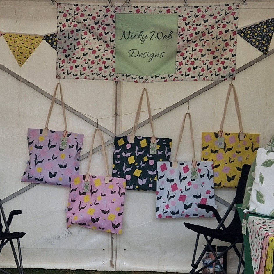 Cotton Tote Bag – First Flowers in Tea Green - SALE
